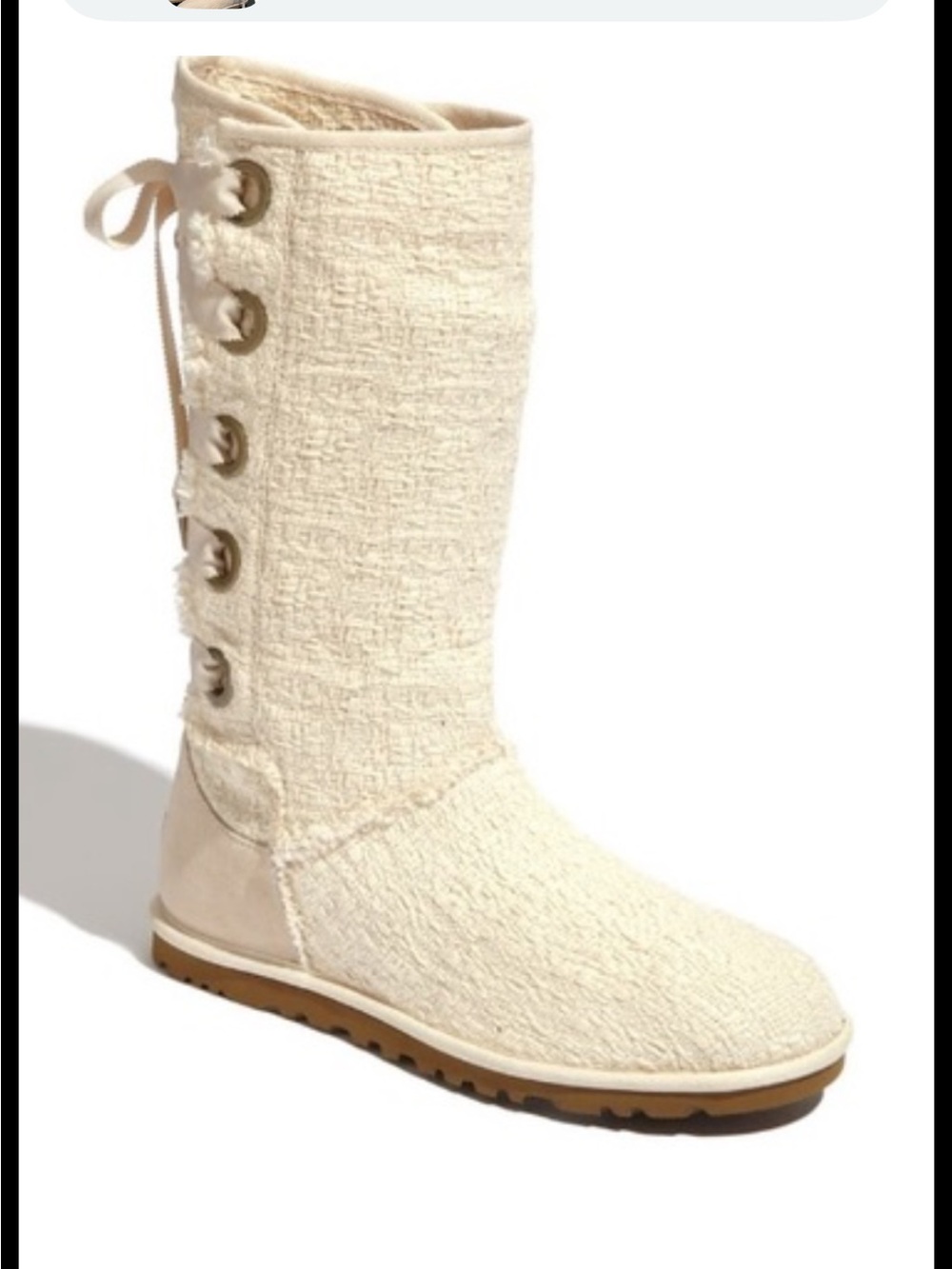 UGG Heirloom Cream Tall Lace-Up Textured Boot
